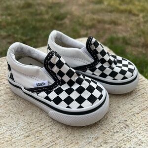 Vans Kids Black and White Checkered Slip-On Sneakers